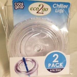 NEW COOL GEAR 2-PACK REPLACEMENTS LIDS FOR CHILLERS ECO 2 GO ~ BPA FREE NEW COOL GEAR 2-PACK REPLACEMENTS LIDS FOR CHILLERS ECO 2 GO ~ BPA FREE